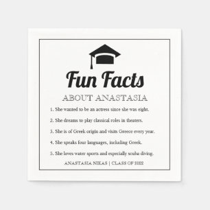 Serviette En Papier Typographie noire Fun Faits chapeau de graduation