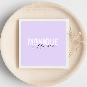 Serviette En Papier Typographie & Script Lilac Lavender Monogramme