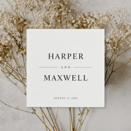 Serviette En Papier Typographie simple Mariage noir et blanc