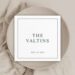 Serviette En Papier Typographie simple Marine Mariage Napkins