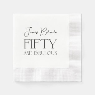 Serviette En Papier Typographie sophistiquée Cinquantième fête d'anniv