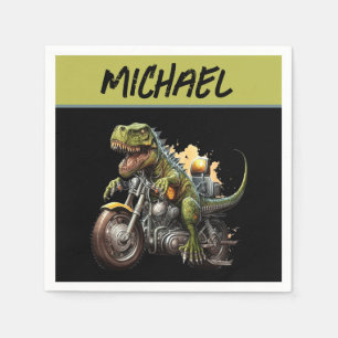 Serviette En Papier Tyrannosaurus Rex Dinosaur Monter une moto