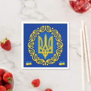 Serviette En Papier Ukraine, Drapeau, Armoiries, Tryzub République ukr