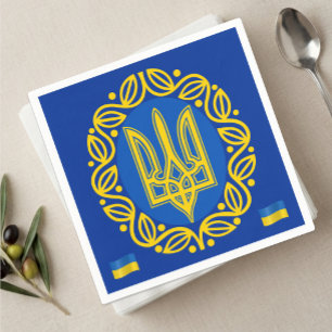 Serviette En Papier Ukraine, Drapeau, Armoiries, Tryzub République ukr