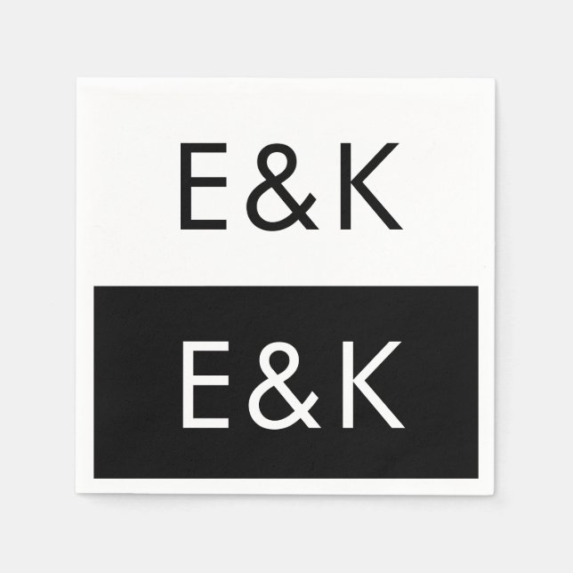 Serviette En Papier Ultra-moderne Gras Grand Monogramme Simple (Devant)