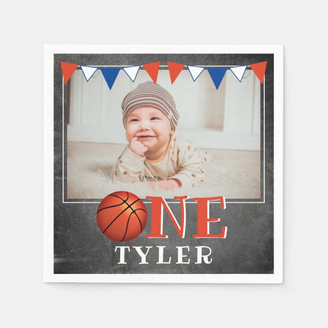 Serviette En Papier UN 1er Basket-Ball anniversaire (Devant)
