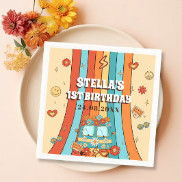 Serviette En Papier Un Arc-en-ciel rétro Super 1er anniversaire