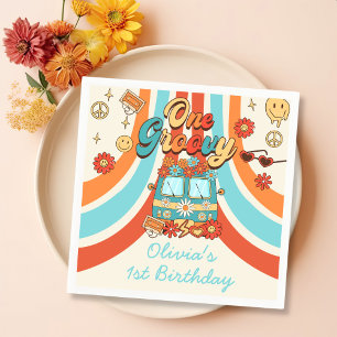 Serviette En Papier Un Arc-en-ciel rétro Super 1er anniversaire