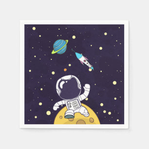 Serviette En Papier Un astronaute flotte dans l'espace