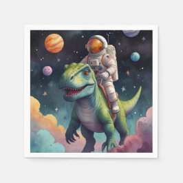 Serviette En Papier Un astronaute sur Dino dans l'espace