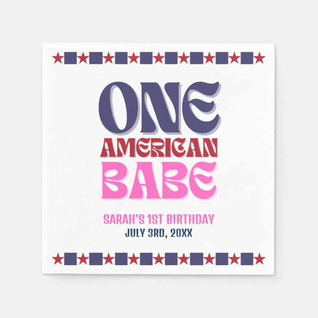 Serviette En Papier Un bébé américain 4 juillet 1er anniversaire (Devant)