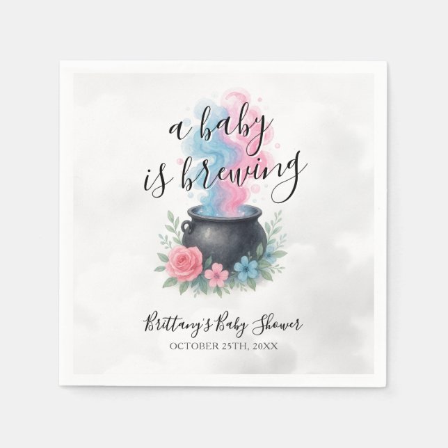 Serviette En Papier Un bébé brasse rose et bleu cauldron (Devant)