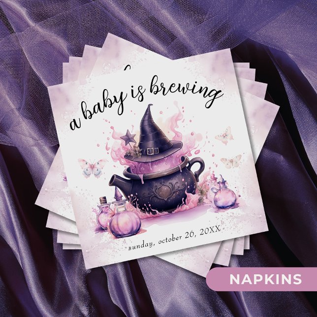 Serviette En Papier Un bébé brasse un Baby shower d'Halloween rose (Créateur téléchargé)