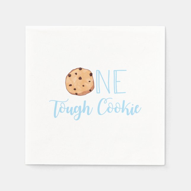 Serviette En Papier Un biscuit dur bleu fête d'anniversaire (Devant)