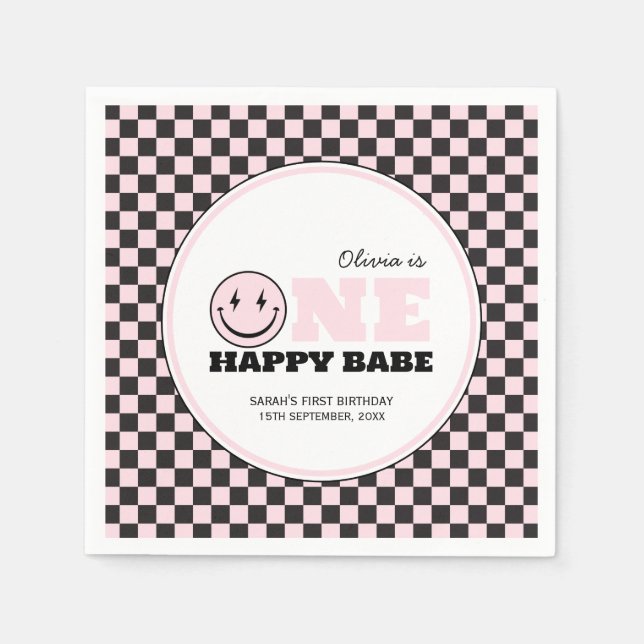 Serviette En Papier Un bon bébé filles rose 1er anniversaire (Devant)