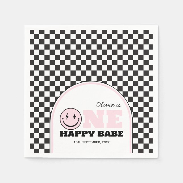 Serviette En Papier Un bon bébé filles rose 1er anniversaire (Devant)