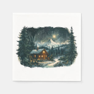 Serviette En Papier Un Cabine douillet dans une Wonderland d'hiver