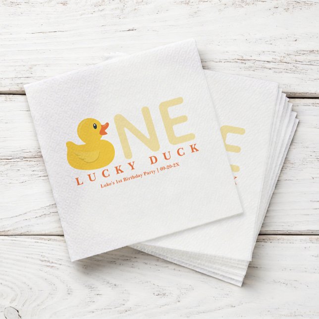 Serviette En Papier Un chanceux canard nappe | Caoutchouc jaune Du (One Lucky Duck Party Napkins)