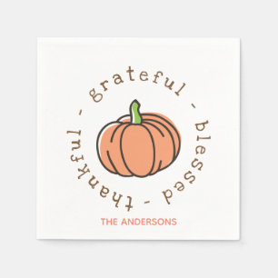 Serviette En Papier Un Citrouille orange béni Thanksgiving personnalis