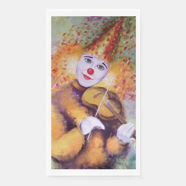 Serviette En Papier Un clown doux jouant du violon (Devant)