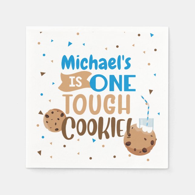Serviette En Papier Un Cookie Dur Premier Anniversaire serviettes (Devant)