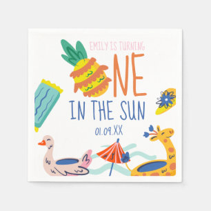 Serviette En Papier Un dans le soleil première fête d'anniversaire pis