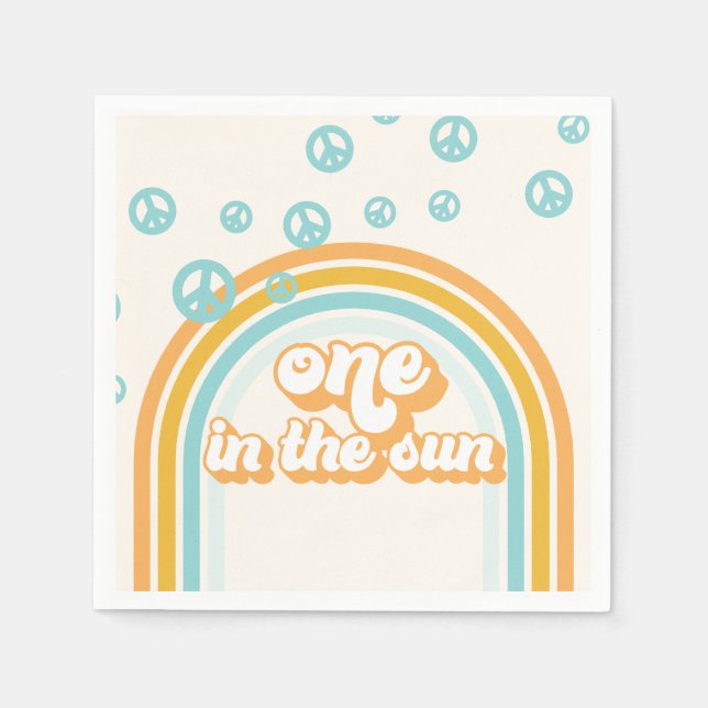 Serviette En Papier Un dans le Soleil Retro Boy 1er Anniversaire (Devant)