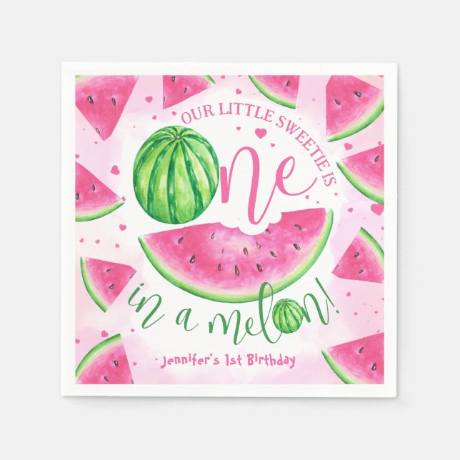 Serviette En Papier UN dans un Melon ! Fête d'anniversaire de la pastè (Devant)