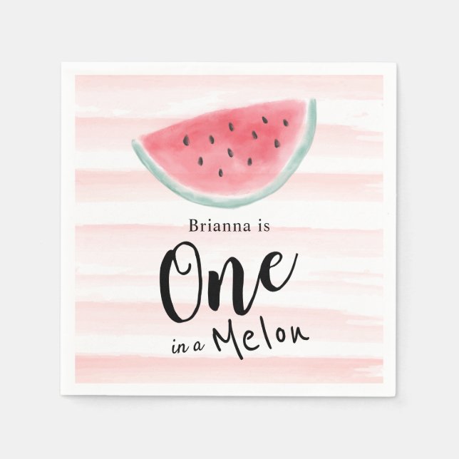 Serviette En Papier Un dans un Melon Watermelon Bande 1er Anniversaire (Devant)