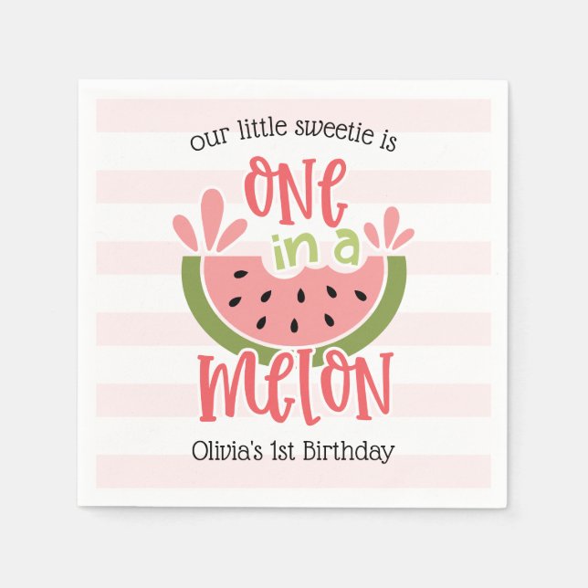 Serviette En Papier Un Dans Un Melon Watermelon Premier anniversaire (Devant)