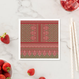 Serviette En Papier un design motif rouge et beige_