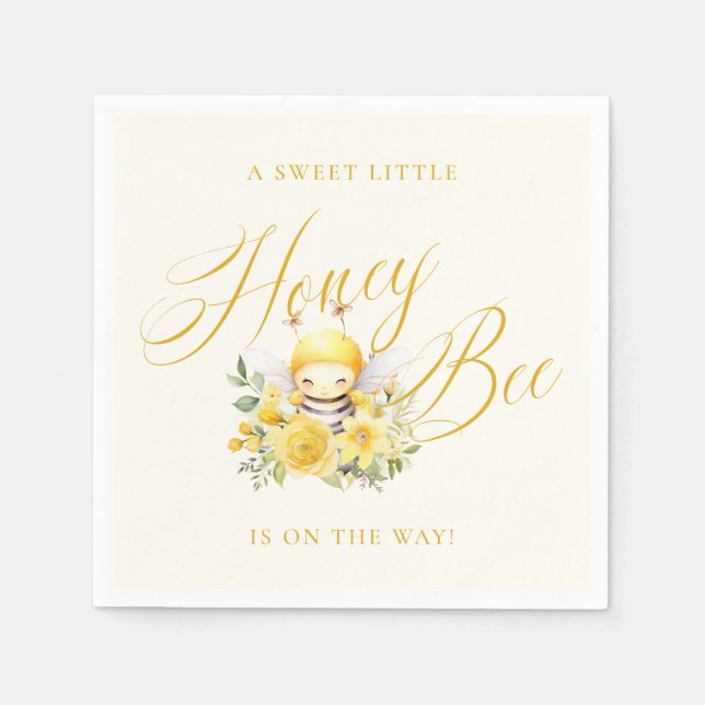 Serviette En Papier Un doux Baby shower d'abeilles au miel (Devant)