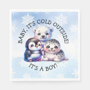 Serviette En Papier Un garçon   Baby shower d'hiver polaire arctique