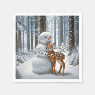 Serviette En Papier Un homme de neige qui s'attaque à un homme