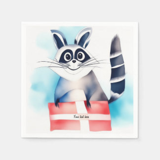 Serviette En Papier Un joli cadeau d'anniversaire au raton laveur