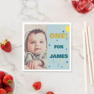 Serviette En Papier Un joyeux 1er anniversaire Photo Party Napkin