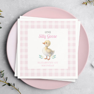 Serviette En Papier Un joyeux anniversaire pour une fille en vichy ros