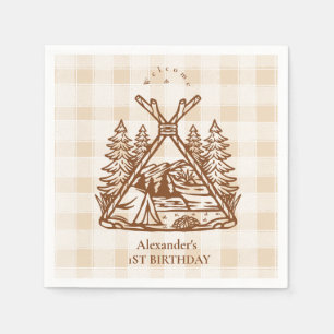Serviette En Papier Un joyeux Camper Mountain Forest 1er anniversaire