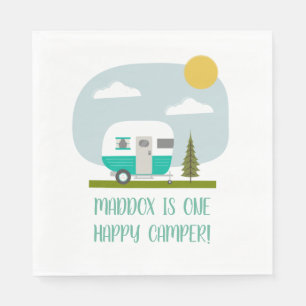 Serviette En Papier Un Joyeux Camper Turquoise Trailer Anniversaire