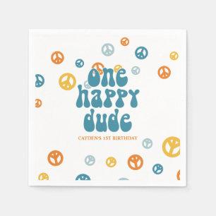 Serviette En Papier Un joyeux Dude Retro Garçon anniversaire Plaques d