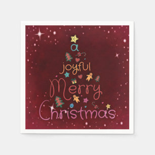 Serviette En Papier Un joyeux Noël de Noël sur le rouge