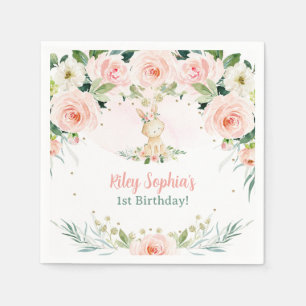 Serviette En Papier Un lapin est une fête de lapin rose floral roses