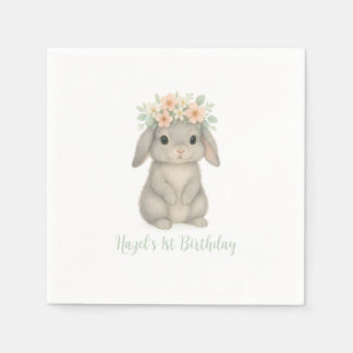 Serviette En Papier Un lapin tourne une première serviette d'anniversa