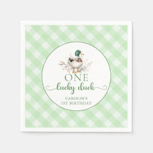 Serviette En Papier Un Lucky Duck Boy 1er Annithday Napkins
