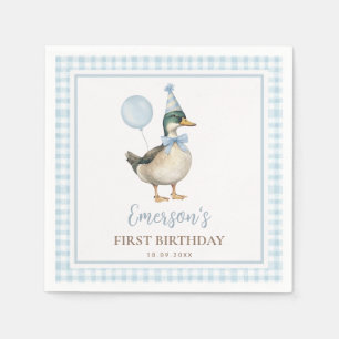 Serviette En Papier Un Lucky Duck Pastel Blue Balloon Anniversaire Fav