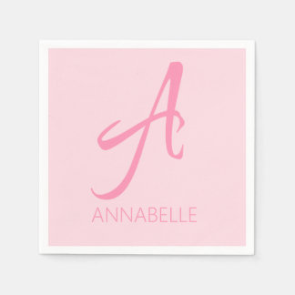 Serviette En Papier Un monogramme rose personnalisé