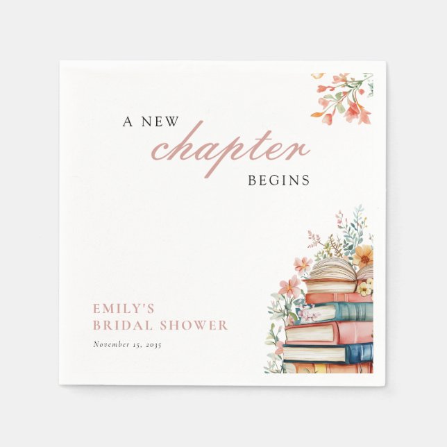 Serviette En Papier Un nouveau chapitre commence Books Bridal Shower (Devant)