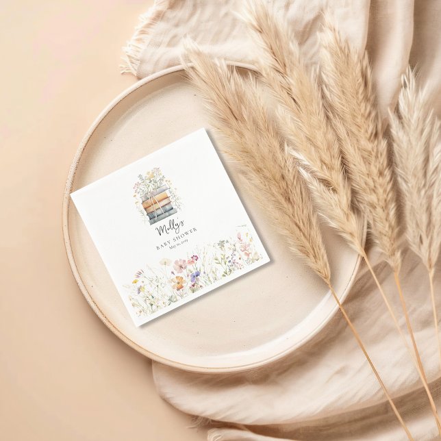 Serviette En Papier Un nouveau chapitre commence Fête prénatale pour b (A New Chapter Begins Baby Shower Cocktail Napkin)