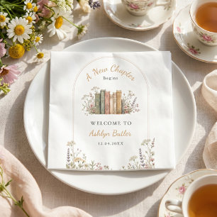 Serviette En Papier Un nouveau chapitre commence Modèle chic livre or