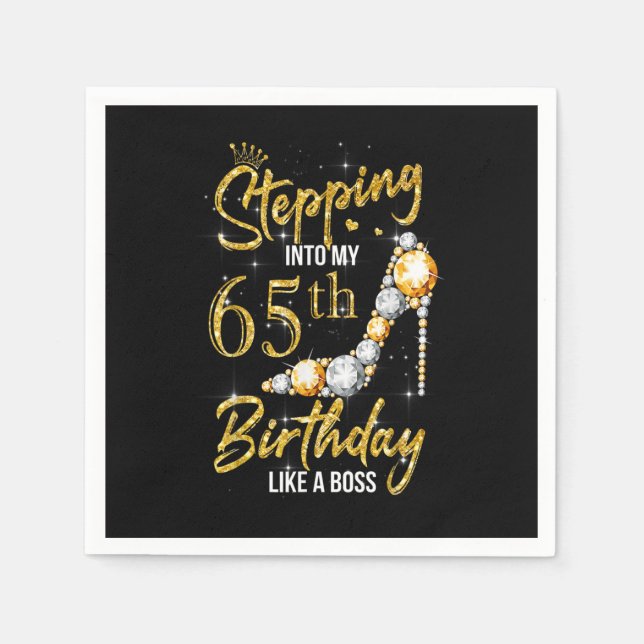 Serviette En Papier Un pas dans mon 65e anniversaire femmes talons hau (Devant)